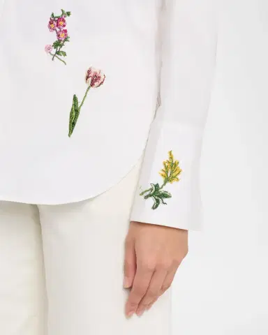 Oscar de la Renta Botanical Embroidered Cotton Poplin Button-Down Shirt | Thumbnail 5 Oscar de la Renta Botanical Embroidered Cotton Poplin Button-Down Shirt | Thumbnail 5
