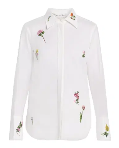 Oscar de la Renta Botanical Embroidered Cotton Poplin Button-Down Shirt | Thumbnail 1 Oscar de la Renta Botanical Embroidered Cotton Poplin Button-Down Shirt | Thumbnail 1