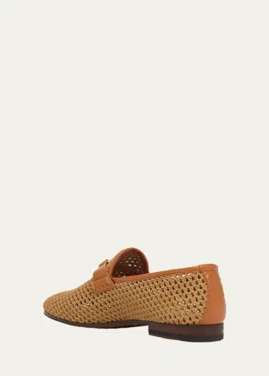 Valentino Garavani Men's V-Logo Raffia-Effect Loafers | Thumbnail 4 Valentino Garavani Men's V-Logo Raffia-Effect Loafers | Thumbnail 4