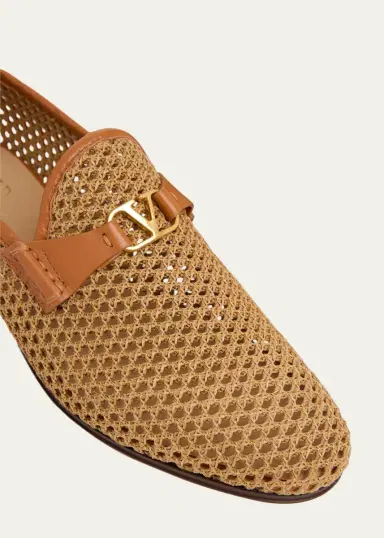 Valentino Garavani Men's V-Logo Raffia-Effect Loafers | Thumbnail 5 Valentino Garavani Men's V-Logo Raffia-Effect Loafers | Thumbnail 5