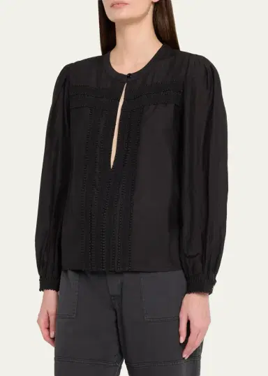 RE/DONE Tate Lace-Trim Cotton-Silk Voile Blouse | Thumbnail 4 RE/DONE Tate Lace-Trim Cotton-Silk Voile Blouse | Thumbnail 4