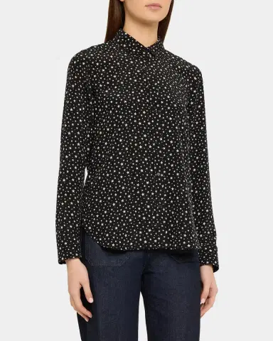 Nili Lotan Spotted Silk Button-Down Blouse | Thumbnail 4 Nili Lotan Spotted Silk Button-Down Blouse | Thumbnail 4