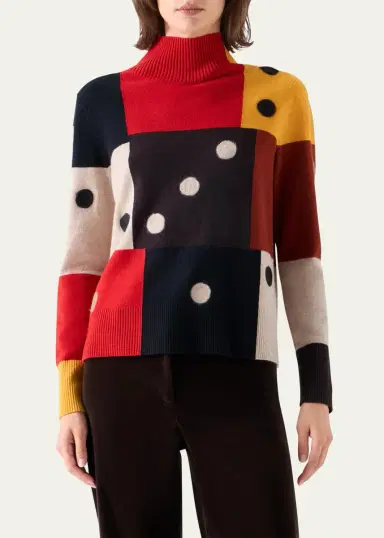 Akris punto Dice Intarsia Colorblock Wool-Cashmere Sweater | Thumbnail 4 Akris punto Dice Intarsia Colorblock Wool-Cashmere Sweater | Thumbnail 4