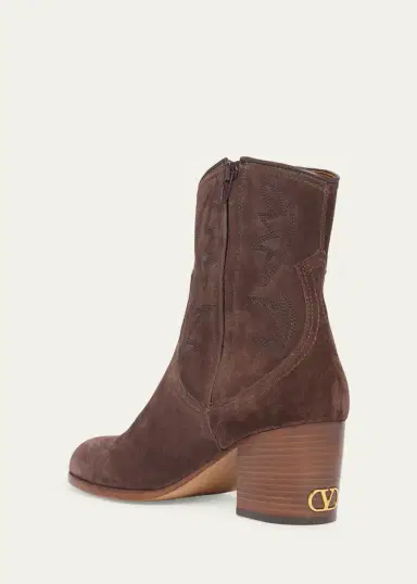 Valentino Garavani 40mm Bard Embroidered Suede Ankle Boots | Thumbnail 4 Valentino Garavani 40mm Bard Embroidered Suede Ankle Boots | Thumbnail 4