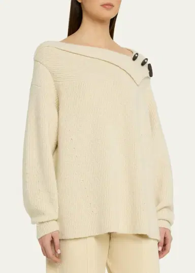 Isabel Marant Thais Button-Shoulder Alpaca Oversized Sweater | Thumbnail 4 Isabel Marant Thais Button-Shoulder Alpaca Oversized Sweater | Thumbnail 4