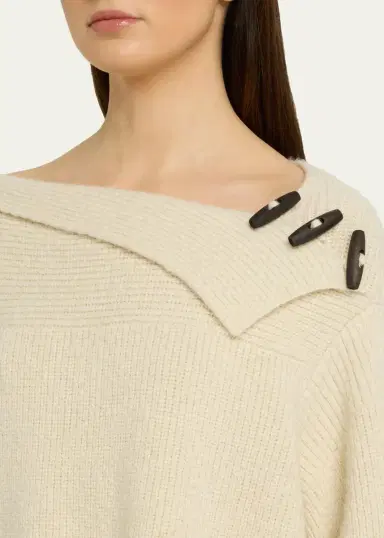 Isabel Marant Thais Button-Shoulder Alpaca Oversized Sweater | Thumbnail 5 Isabel Marant Thais Button-Shoulder Alpaca Oversized Sweater | Thumbnail 5