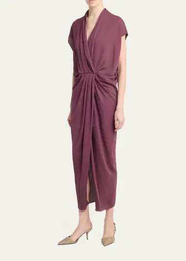 Giorgio Armani Pleat Draped Silk Midi Dress | Thumbnail 4 Giorgio Armani Pleat Draped Silk Midi Dress | Thumbnail 4