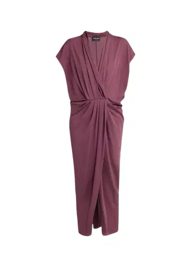 Giorgio Armani Pleat Draped Silk Midi Dress | Thumbnail 1 Giorgio Armani Pleat Draped Silk Midi Dress | Thumbnail 1