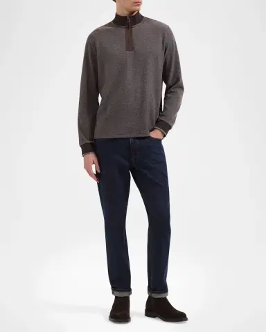 Bugatchi Men's Micro-Houndstooth Knit Quarter-Zip Sweater | Thumbnail 2 Bugatchi Men's Micro-Houndstooth Knit Quarter-Zip Sweater | Thumbnail 2