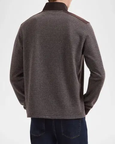 Bugatchi Men's Micro-Houndstooth Knit Quarter-Zip Sweater | Thumbnail 3 Bugatchi Men's Micro-Houndstooth Knit Quarter-Zip Sweater | Thumbnail 3