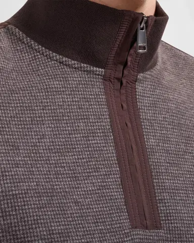 Bugatchi Men's Micro-Houndstooth Knit Quarter-Zip Sweater | Thumbnail 5 Bugatchi Men's Micro-Houndstooth Knit Quarter-Zip Sweater | Thumbnail 5