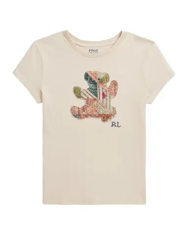 Ralph Lauren Little Girl's & Girl's Polo Bear Patchwork Cotton T-Shirt | Thumbnail 3 Ralph Lauren Little Girl's & Girl's Polo Bear Patchwork Cotton T-Shirt | Thumbnail 3