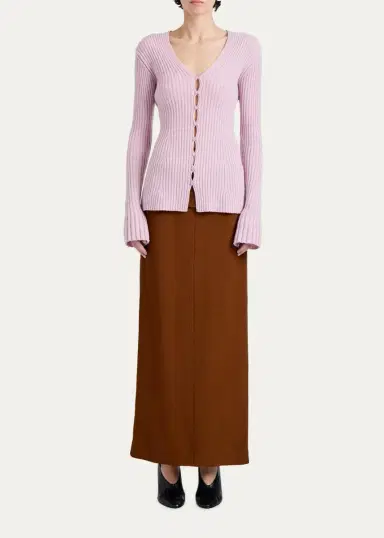 Proenza Schouler Valeria Cashmere Rib V-Neck Cardigan | Thumbnail 2 Proenza Schouler Valeria Cashmere Rib V-Neck Cardigan | Thumbnail 2