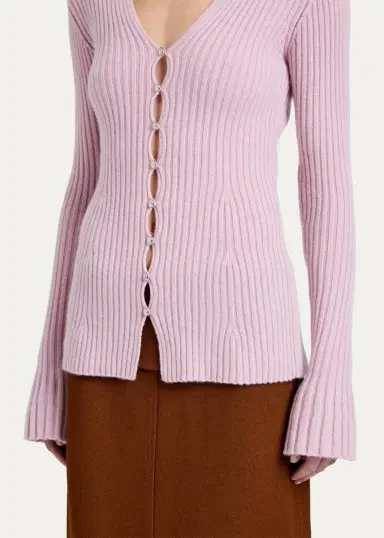 Proenza Schouler Valeria Cashmere Rib V-Neck Cardigan | Thumbnail 4 Proenza Schouler Valeria Cashmere Rib V-Neck Cardigan | Thumbnail 4