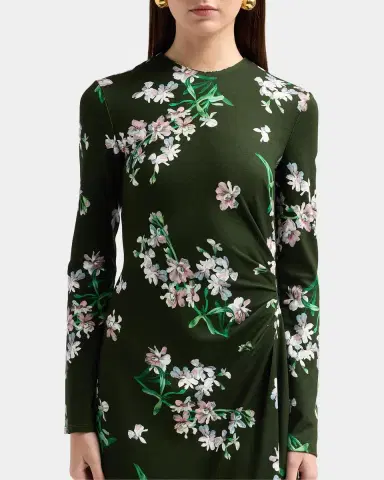Erdem Floral Ponte Long-Sleeve Midi Dress | Thumbnail 4 Erdem Floral Ponte Long-Sleeve Midi Dress | Thumbnail 4