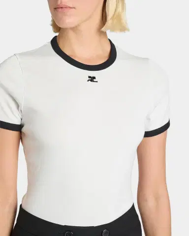 Courreges Contrast Trim Short-Sleeve T-Shirt | Thumbnail 5 Courreges Contrast Trim Short-Sleeve T-Shirt | Thumbnail 5