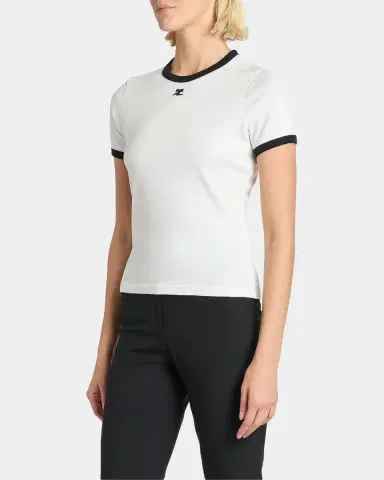 Courreges Contrast Trim Short-Sleeve T-Shirt | Thumbnail 6 Courreges Contrast Trim Short-Sleeve T-Shirt | Thumbnail 6
