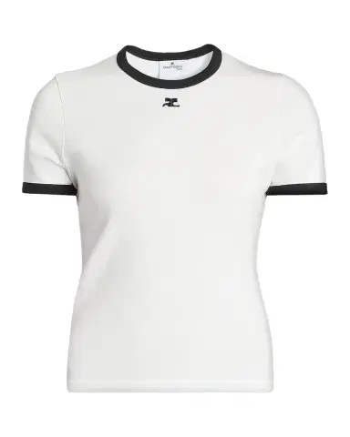 Courreges Contrast Trim Short-Sleeve T-Shirt | Thumbnail 1 Courreges Contrast Trim Short-Sleeve T-Shirt | Thumbnail 1