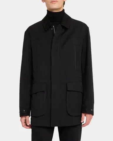 Tom Ford Men's Leather-Trim Canvas Field Jacket | Thumbnail 4 Tom Ford Men's Leather-Trim Canvas Field Jacket | Thumbnail 4