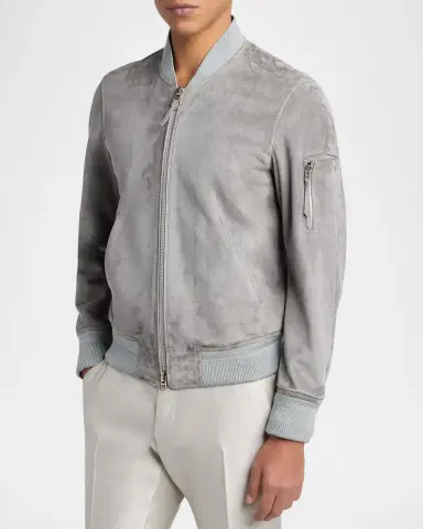Tom Ford Men's Suede Bomber Jacket | Thumbnail 4 Tom Ford Men's Suede Bomber Jacket | Thumbnail 4