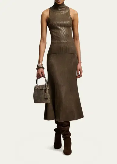 Ralph Lauren Collection Adrianna Foiled Rib-Knit Sweater Skirt | Thumbnail 2 Ralph Lauren Collection Adrianna Foiled Rib-Knit Sweater Skirt | Thumbnail 2