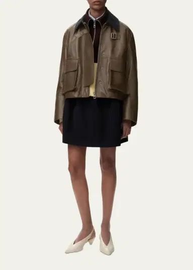 LOEWE Corduroy-Collar Leather Utility Jacket | Thumbnail 2 LOEWE Corduroy-Collar Leather Utility Jacket | Thumbnail 2
