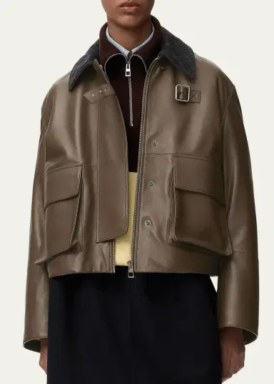 LOEWE Corduroy-Collar Leather Utility Jacket | Thumbnail 4 LOEWE Corduroy-Collar Leather Utility Jacket | Thumbnail 4