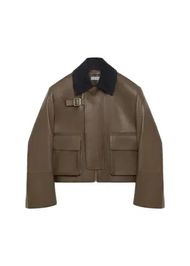 LOEWE Corduroy-Collar Leather Utility Jacket | Thumbnail 1 LOEWE Corduroy-Collar Leather Utility Jacket | Thumbnail 1