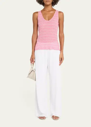Sprwmn Striped Knit Tank Top | Thumbnail 2 Sprwmn Striped Knit Tank Top | Thumbnail 2