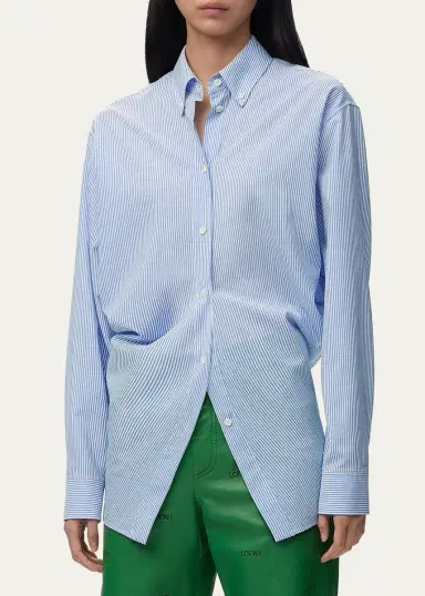 LOEWE Striped Draped Waist Button-Down Shirt | Thumbnail 4 LOEWE Striped Draped Waist Button-Down Shirt | Thumbnail 4