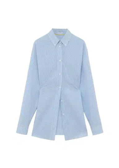 LOEWE Striped Draped Waist Button-Down Shirt | Thumbnail 1 LOEWE Striped Draped Waist Button-Down Shirt | Thumbnail 1