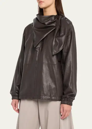 LOEWE Leather Scarf Zipped Jacket | Thumbnail 4 LOEWE Leather Scarf Zipped Jacket | Thumbnail 4