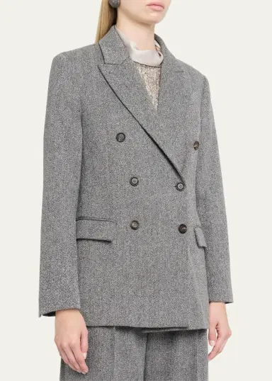 Brunello Cucinelli Wool-Mohair Herringbone Blazer | Thumbnail 4 Brunello Cucinelli Wool-Mohair Herringbone Blazer | Thumbnail 4
