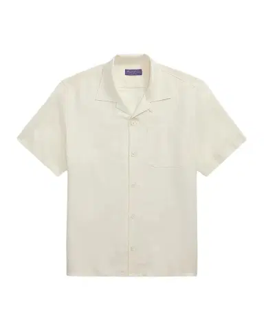 Ralph Lauren Purple Label Men's Silk-Linen Camp Shirt | Thumbnail 1 Ralph Lauren Purple Label Men's Silk-Linen Camp Shirt | Thumbnail 1