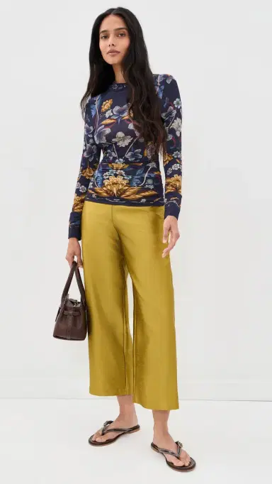 Farm Rio Golden Nature Blouse Golden Nature Navy Blue | Thumbnail 5 Farm Rio Golden Nature Blouse Golden Nature Navy Blue | Thumbnail 5