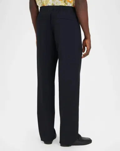 Valentino Garavani Men's Ricamo Pintuck-Front Drawstring Pants | Thumbnail 3 Valentino Garavani Men's Ricamo Pintuck-Front Drawstring Pants | Thumbnail 3