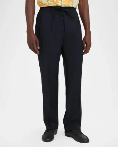Valentino Garavani Men's Ricamo Pintuck-Front Drawstring Pants | Thumbnail 4 Valentino Garavani Men's Ricamo Pintuck-Front Drawstring Pants | Thumbnail 4