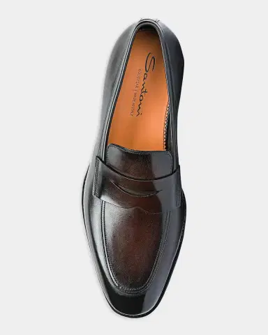 Santoni Men's Gregor Leather Penny Loafers | Thumbnail 3 Santoni Men's Gregor Leather Penny Loafers | Thumbnail 3