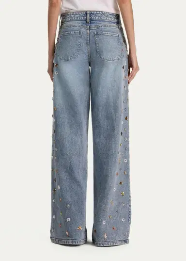 Alice + Olivia Amazing Embellished Mid-Rise Baggy Jeans | Thumbnail 3 Alice + Olivia Amazing Embellished Mid-Rise Baggy Jeans | Thumbnail 3