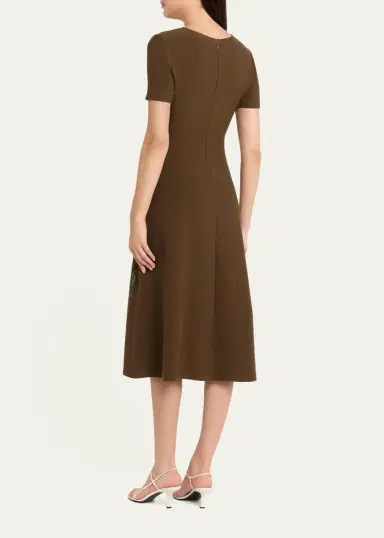 Oscar de la Renta Short-Sleeve Multi Floral Knit Midi Dress | Thumbnail 3 Oscar de la Renta Short-Sleeve Multi Floral Knit Midi Dress | Thumbnail 3