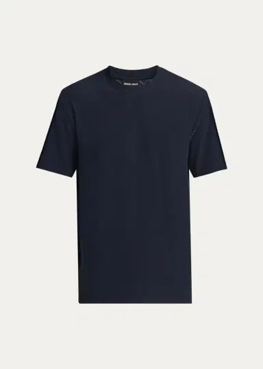 Giorgio Armani Men's Rib-Knit Wool-Blend T-Shirt | Thumbnail 2 Giorgio Armani Men's Rib-Knit Wool-Blend T-Shirt | Thumbnail 2