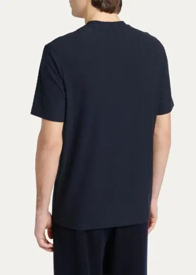 Giorgio Armani Men's Rib-Knit Wool-Blend T-Shirt | Thumbnail 4 Giorgio Armani Men's Rib-Knit Wool-Blend T-Shirt | Thumbnail 4
