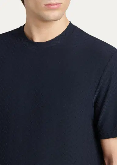 Giorgio Armani Men's Rib-Knit Wool-Blend T-Shirt | Thumbnail 6 Giorgio Armani Men's Rib-Knit Wool-Blend T-Shirt | Thumbnail 6