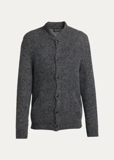 Giorgio Armani Men's Rib-Knit Mohair-Blend Cardigan | Thumbnail 2 Giorgio Armani Men's Rib-Knit Mohair-Blend Cardigan | Thumbnail 2