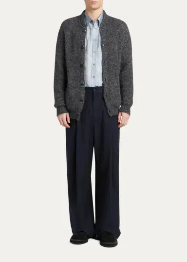 Giorgio Armani Men's Rib-Knit Mohair-Blend Cardigan | Thumbnail 3 Giorgio Armani Men's Rib-Knit Mohair-Blend Cardigan | Thumbnail 3