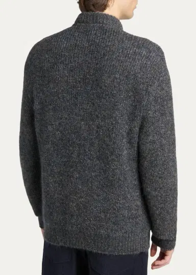 Giorgio Armani Men's Rib-Knit Mohair-Blend Cardigan | Thumbnail 4 Giorgio Armani Men's Rib-Knit Mohair-Blend Cardigan | Thumbnail 4