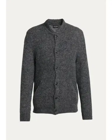 Giorgio Armani Men's Rib-Knit Mohair-Blend Cardigan | Thumbnail 1 Giorgio Armani Men's Rib-Knit Mohair-Blend Cardigan | Thumbnail 1