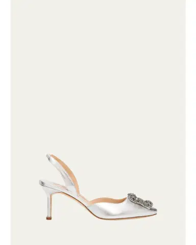 Manolo Blahnik 70mm Carolyne Metallic Leather Buckle Pumps | Thumbnail 1 Manolo Blahnik 70mm Carolyne Metallic Leather Buckle Pumps | Thumbnail 1