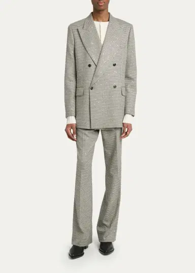 AMIRI Men's Houndstooth Double-Breasted Peak Lapel Blazer | Thumbnail 2 AMIRI Men's Houndstooth Double-Breasted Peak Lapel Blazer | Thumbnail 2