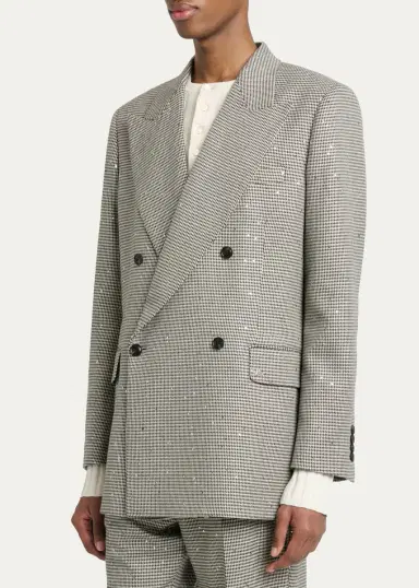 AMIRI Men's Houndstooth Double-Breasted Peak Lapel Blazer | Thumbnail 4 AMIRI Men's Houndstooth Double-Breasted Peak Lapel Blazer | Thumbnail 4